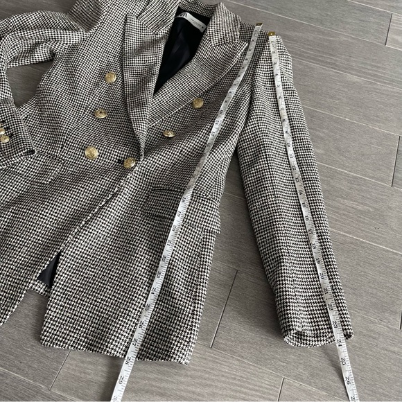 Zara Houndstooth Textured Gold Button Tweed Double Breasted Blazer 2761/255 XS - Picture 16 of 16